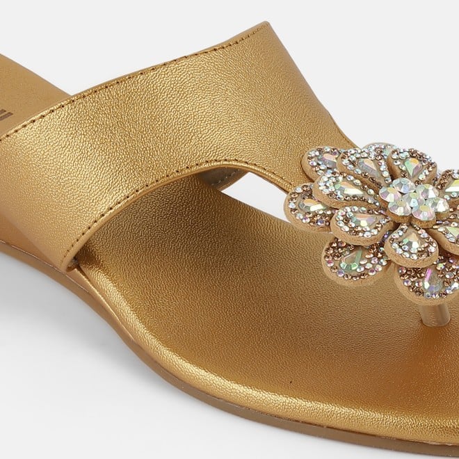 Mochi Women Antic-gold Party Slip Ons (SKU: 35-1755-28-36)