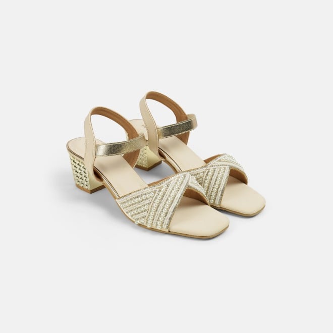 Mochi Women Beige-gold Party Sandals (SKU: 35-1764-51-37)