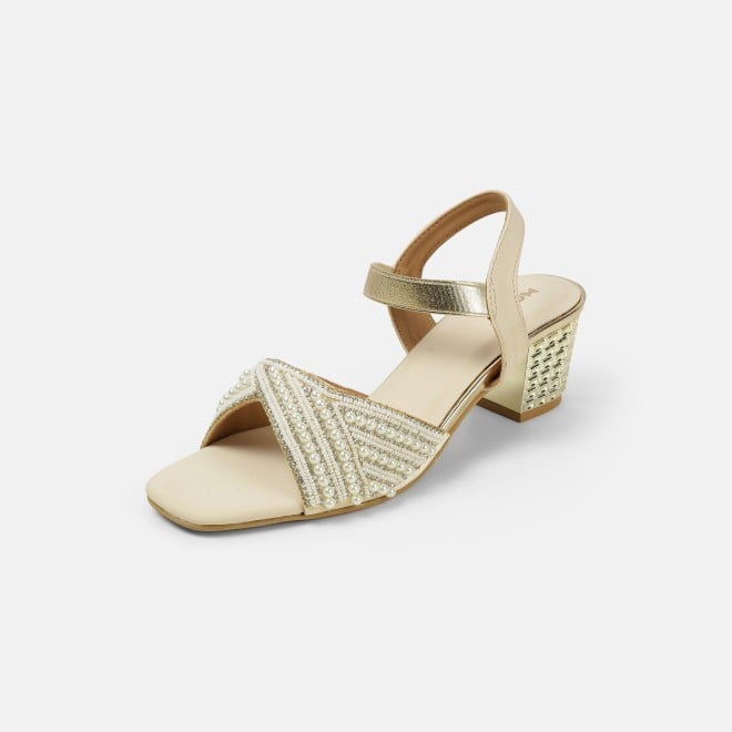 Mochi Women Beige-gold Party Sandals (SKU: 35-1764-51-37)