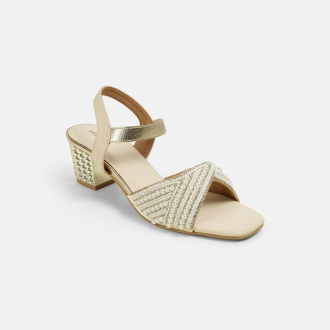 Mochi Women Beige-gold Party Sandals (SKU: 35-1764-51-37)
