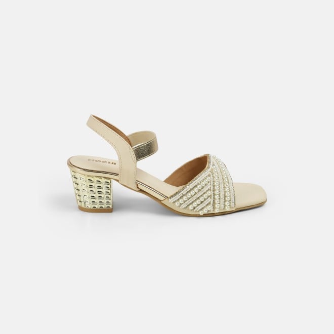 Mochi Women Beige-gold Party Sandals (SKU: 35-1764-51-37)