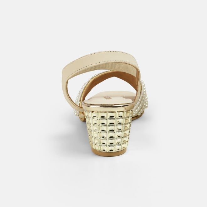 Mochi Women Beige-gold Party Sandals (SKU: 35-1764-51-37)