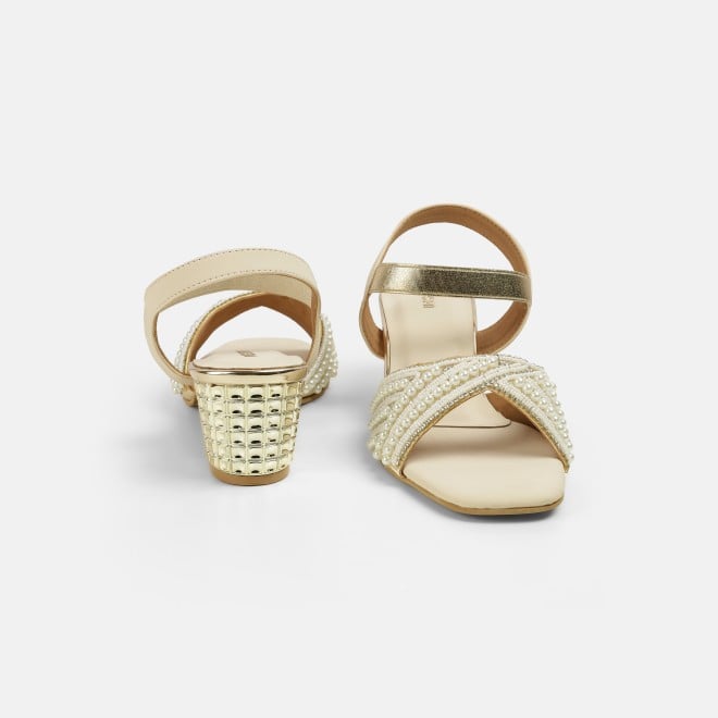 Mochi Women Beige-gold Party Sandals (SKU: 35-1764-51-37)