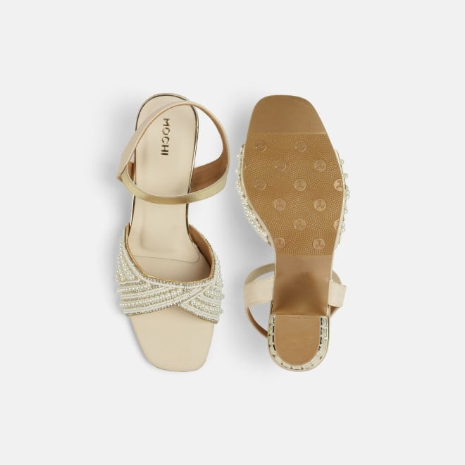 Mochi Women Beige-gold Party Sandals (SKU: 35-1764-51-37)