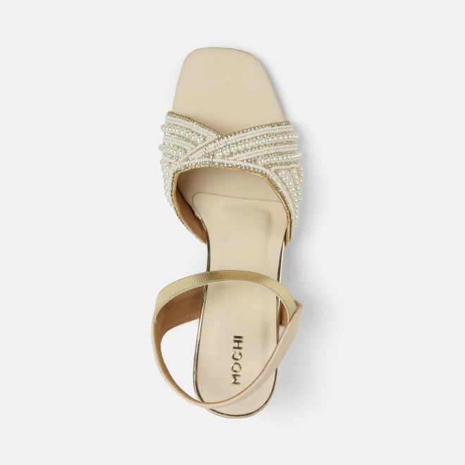 Mochi Women Beige-gold Party Sandals (SKU: 35-1764-51-37)