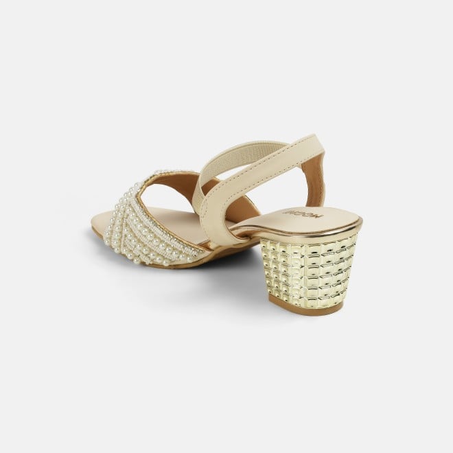 Mochi Women Beige-gold Party Sandals (SKU: 35-1764-51-37)