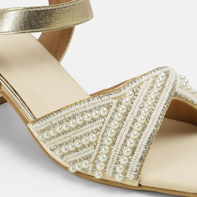 Mochi Women Beige-gold Party Sandals (SKU: 35-1764-51-37)