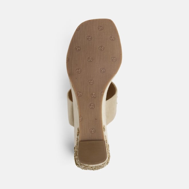 Mochi Women Beige Ethnic Slip Ons (SKU: 35-1767-20-36)