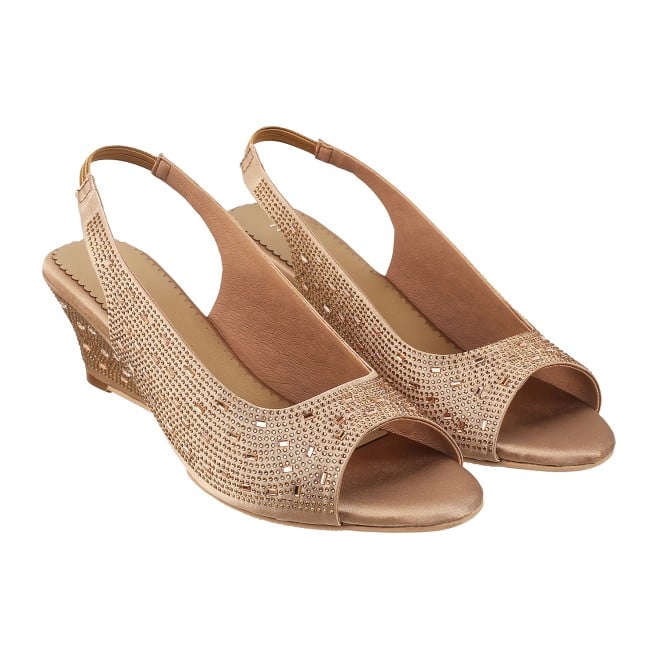 Mochi Women Antique-Gold Party Sandals