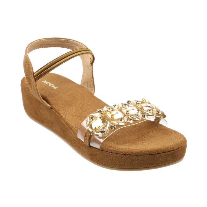 Mochi Women Antique-Gold Party Sandals