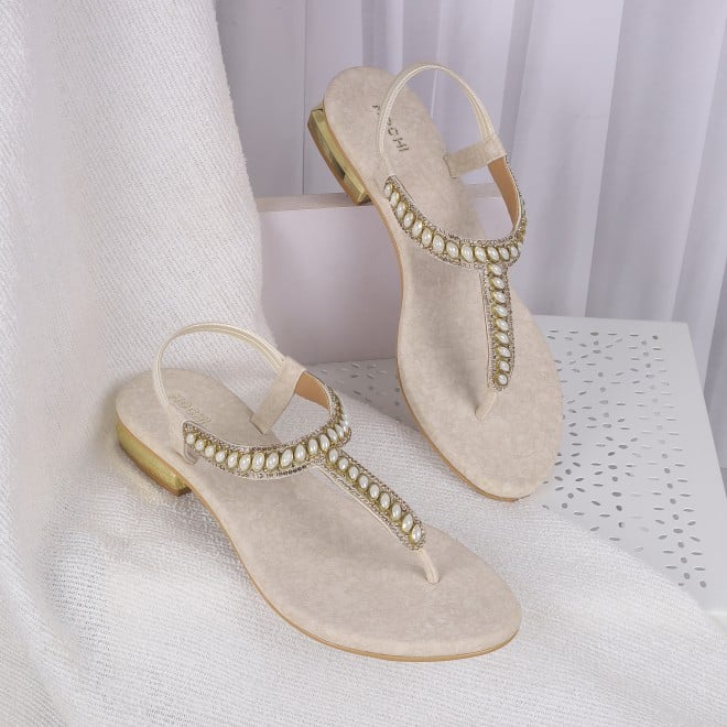 Mochi Women Beige Casual Sandals