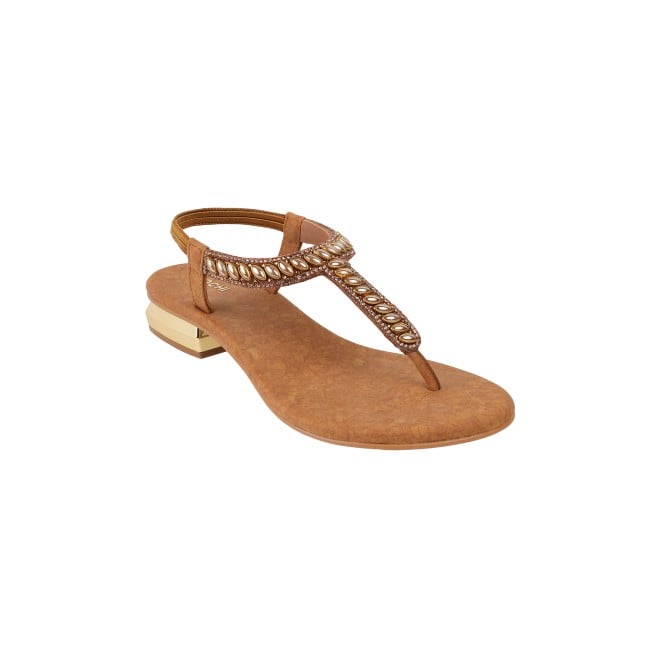 Mochi Women Antique-Gold Casual Sandals