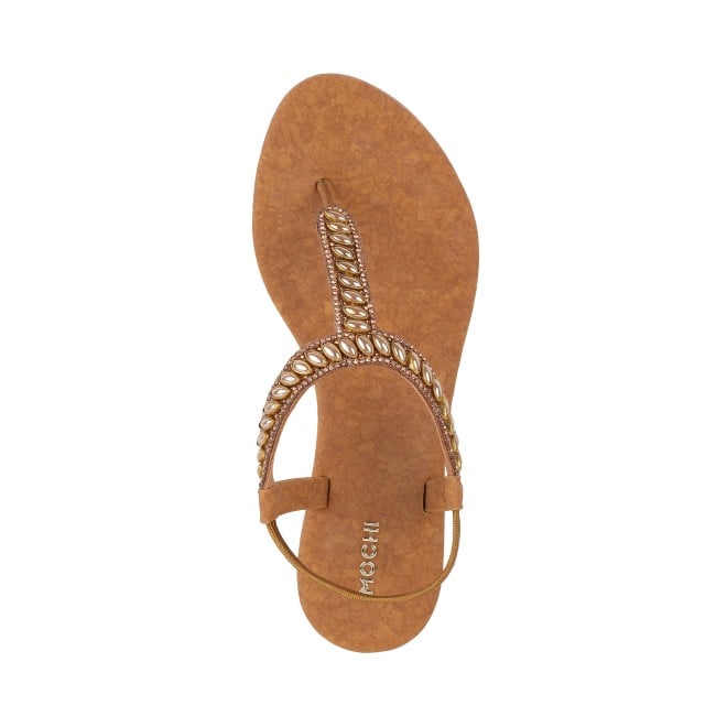 Mochi Women Antique-Gold Casual Sandals (SKU: 35-1823-28-36)