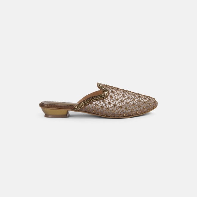 Mochi Women Antic-gold Ethnic Slip Ons (SKU: 35-1837-28-36)