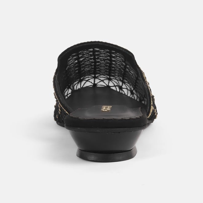 Mochi Women Black Ethnic Slip Ons (SKU: 35-1837-11-36)
