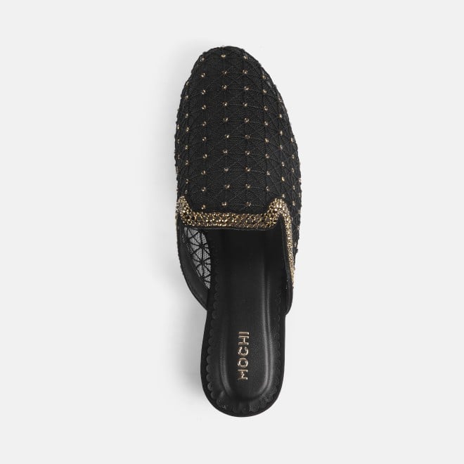 Mochi Women Black Ethnic Slip Ons (SKU: 35-1837-11-36)