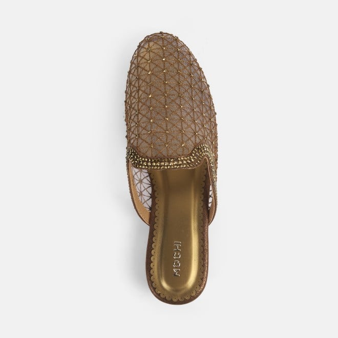 Mochi Women Antic-gold Ethnic Slip Ons (SKU: 35-1837-28-36)