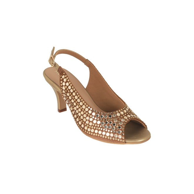 Mochi Women Antique-Gold Party Sandals