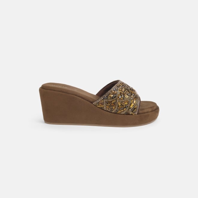 Mochi Women Bronze Ethnic Slip Ons (SKU: 35-1984-46-36)