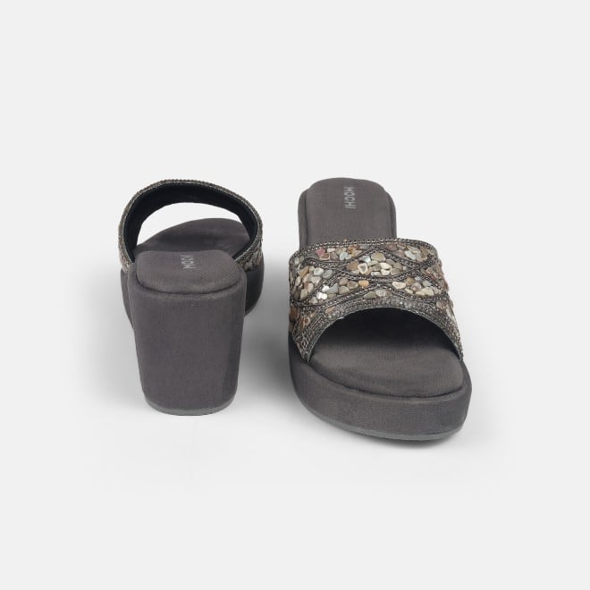 Mochi Women Gun-metal Ethnic Slip Ons (SKU: 35-1984-29-35)