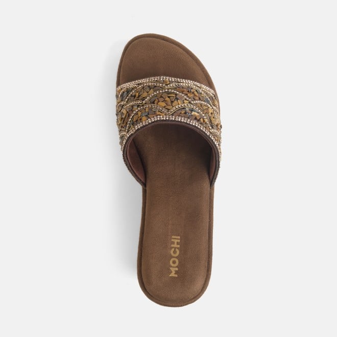 Mochi Women Bronze Ethnic Slip Ons (SKU: 35-1984-46-36)