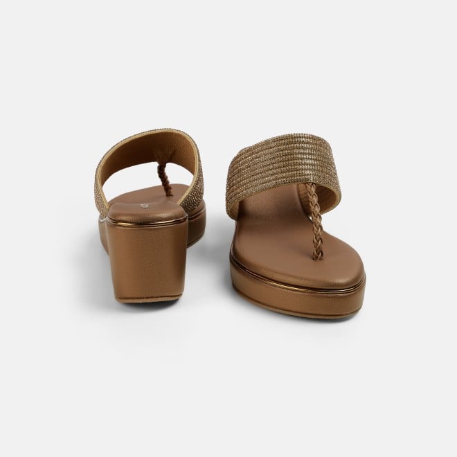 Mochi Women Antic-gold Ethnic Slip Ons (SKU: 35-1986-28-35)