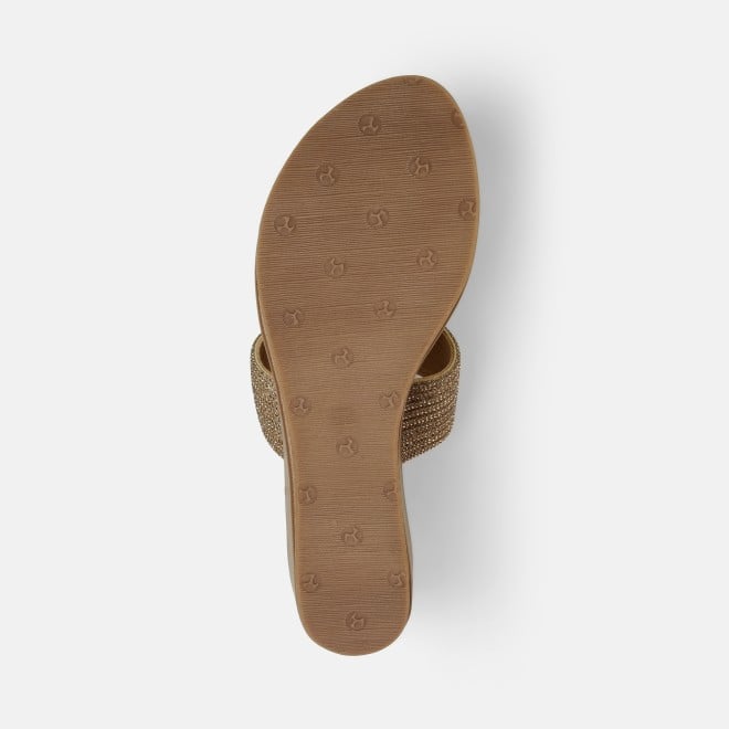 Mochi Women Antic-gold Ethnic Slip Ons (SKU: 35-1986-28-35)