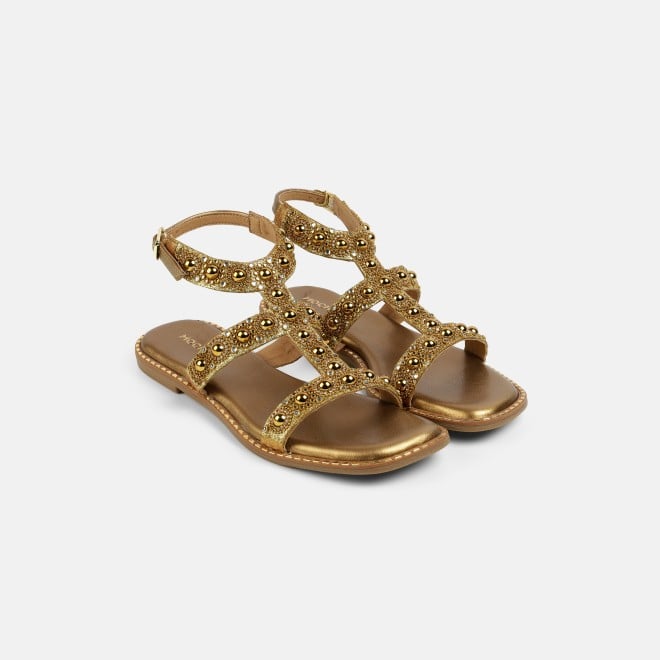Mochi Women Antic-gold Casual Gladiators (SKU: 35-1999-28-37)