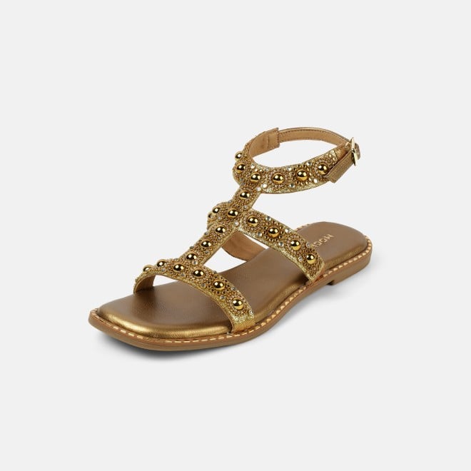 Mochi Women Antic-gold Casual Gladiators (SKU: 35-1999-28-37)