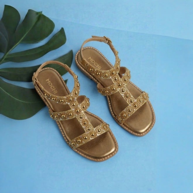 Mochi Women Antic-gold Casual Gladiators (SKU: 35-1999-28-37)