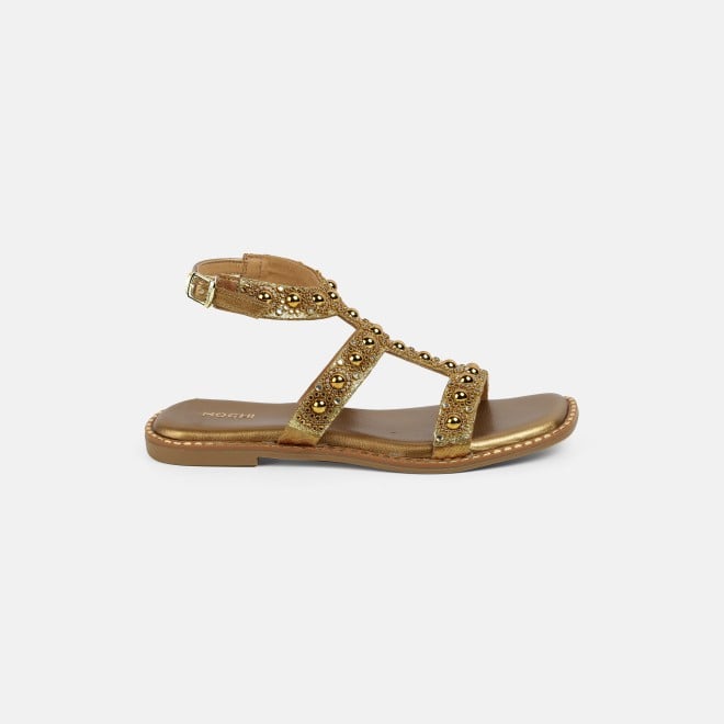 Mochi Women Antic-gold Casual Gladiators (SKU: 35-1999-28-37)