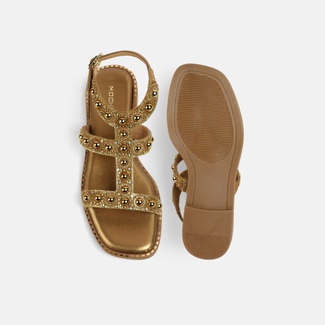 Mochi Women Antic-gold Casual Gladiators (SKU: 35-1999-28-37)