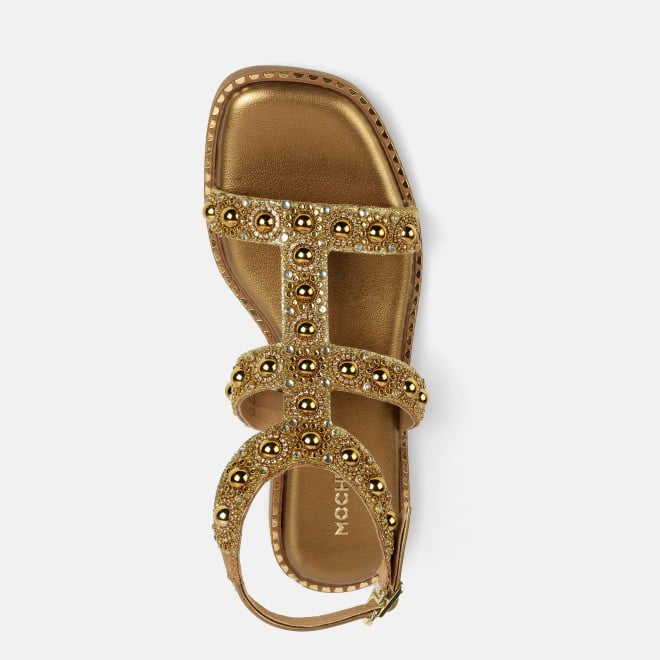 Mochi Women Antic-gold Casual Gladiators (SKU: 35-1999-28-37)