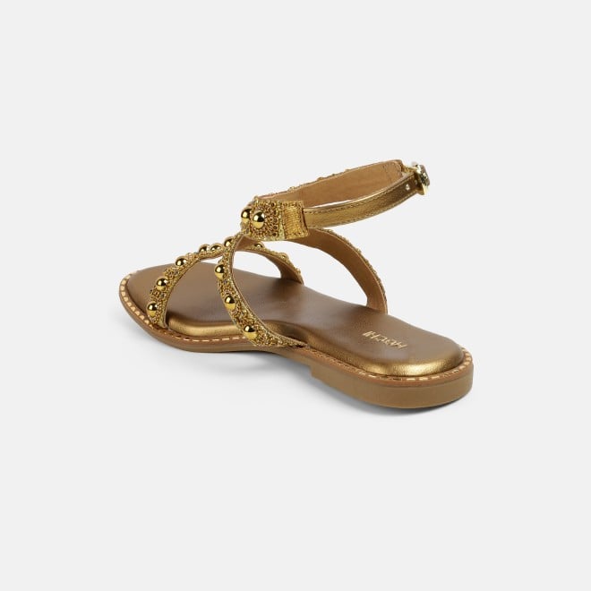 Mochi Women Antic-gold Casual Gladiators (SKU: 35-1999-28-37)