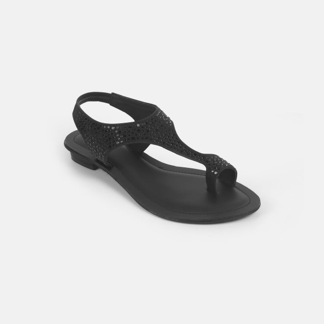 Mochi Women Black Casual Sandals
