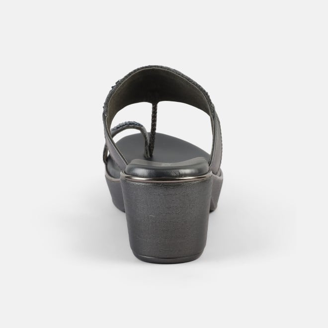 Mochi Women Gun-metal Ethnic Slip Ons (SKU: 35-2054-29-37)