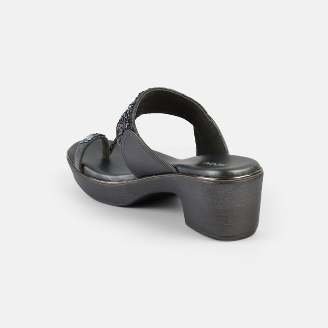 Mochi Women Gun-metal Ethnic Slip Ons (SKU: 35-2054-29-37)