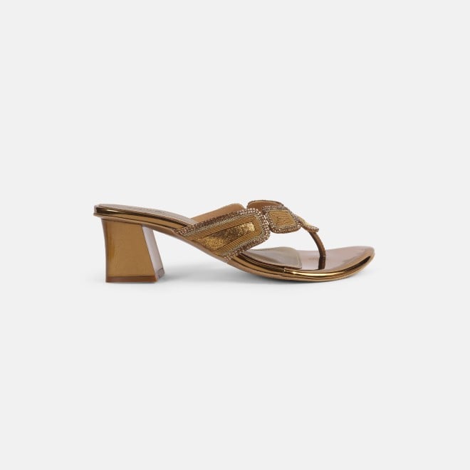 Mochi Women Antic-gold Party Slip Ons (SKU: 35-2057-28-36)