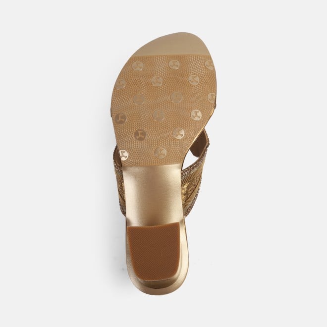 Mochi Women Antic-gold Party Slip Ons (SKU: 35-2057-28-36)
