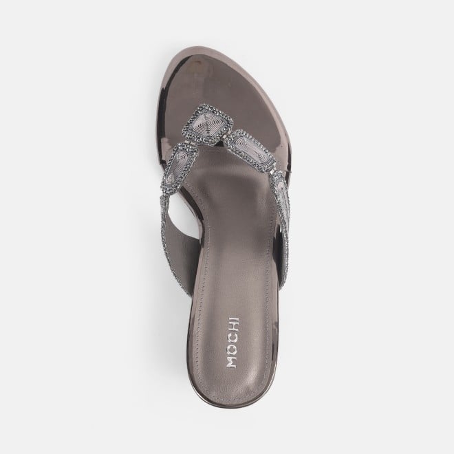 Mochi Women Gun-metal Party Slip Ons (SKU: 35-2057-29-36)