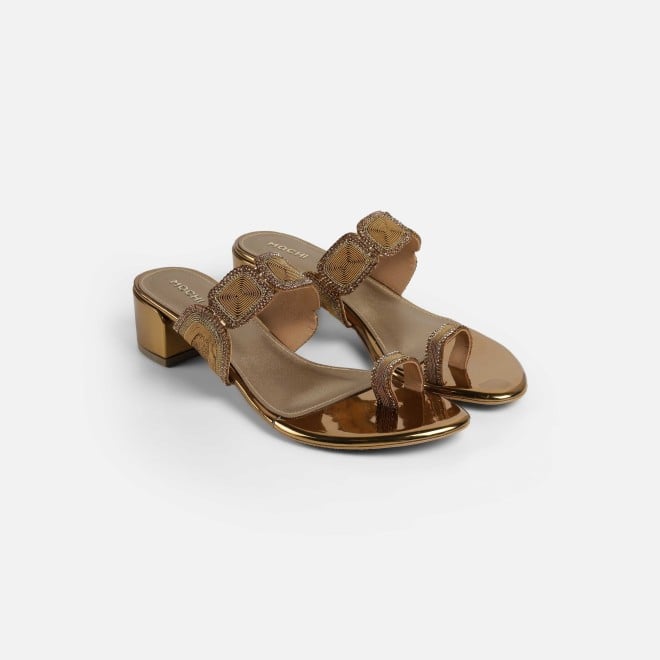 Mochi Women Antic-gold Ethnic Slip Ons (SKU: 35-2058-28-36)