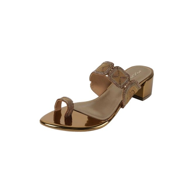 Mochi Women Antic-gold Ethnic Slip Ons (SKU: 35-2058-28-36)