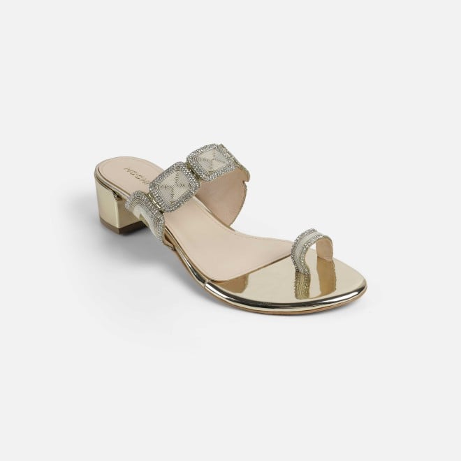 Mochi Women Gold Ethnic Slip Ons (SKU: 35-2058-15-36)