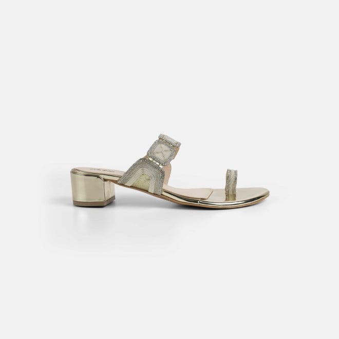 Mochi Women Gold Ethnic Slip Ons (SKU: 35-2058-15-36)