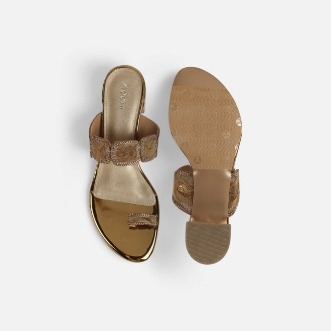 Mochi Women Antic-gold Ethnic Slip Ons (SKU: 35-2058-28-36)