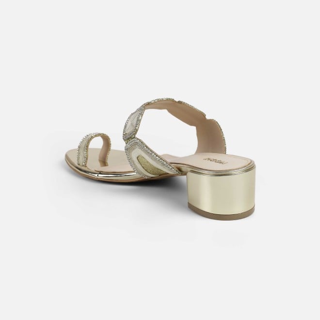 Mochi Women Gold Ethnic Slip Ons (SKU: 35-2058-15-36)