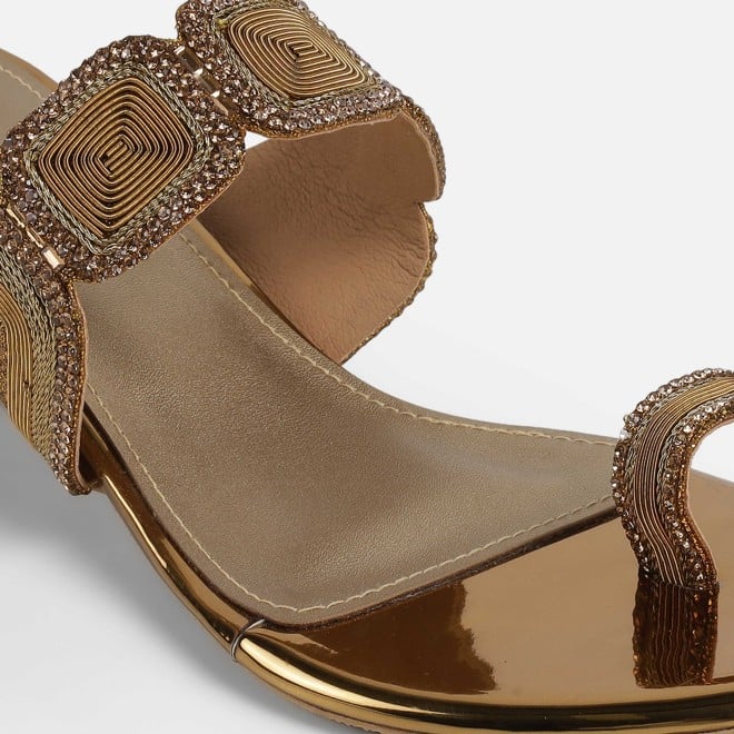 Mochi Women Antic-gold Ethnic Slip Ons (SKU: 35-2058-28-36)