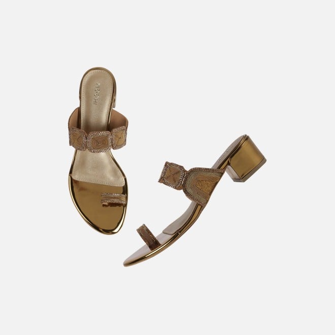 Mochi Women Antic-gold Ethnic Slip Ons (SKU: 35-2058-28-36)