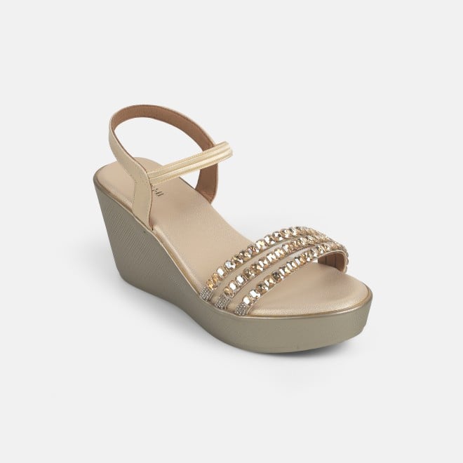 Mochi Women Gold Party Sandals