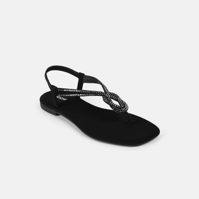 Mochi Women Black Casual Sandals